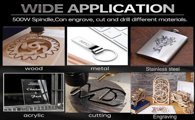 3 assi 4540 macchina di incisione CNC con tavolo in alluminio, fuso 500W 1