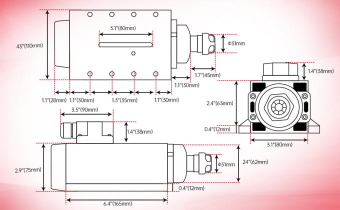 2.2kw ER20 CNC Spindle Motor Kit Aria raffreddata per la macchina CNC 1